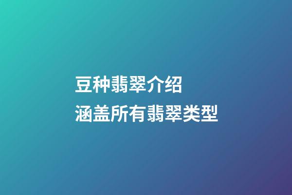 豆种翡翠介绍  涵盖所有翡翠类型
